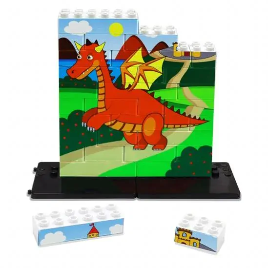 Červeno-oranžový drak - Vertikální puzzle