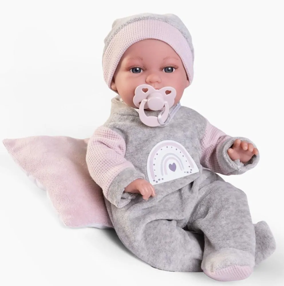 Realistické miminko s kostřičkou holčička Toneta s polštářkem od firmy  Antonio Juan ze Španělska 