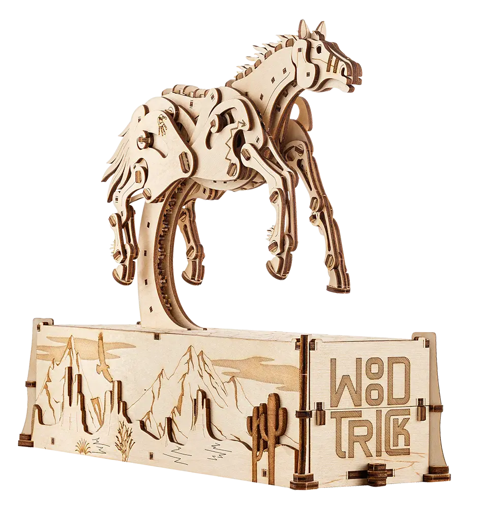 Wood Trick  "Mechanický mustang" - 3D dřevěné mechanické puzzle 