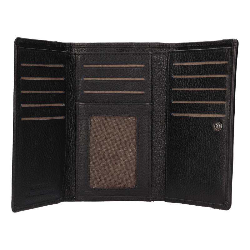 Dámská černá kožená peněženka s kovovým rámečkem  - LAGEN