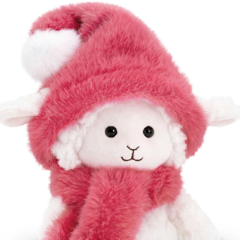 Orange Toys – plyšová ovečka Marshmallow v malinově růžové čepici a šále 20 cm