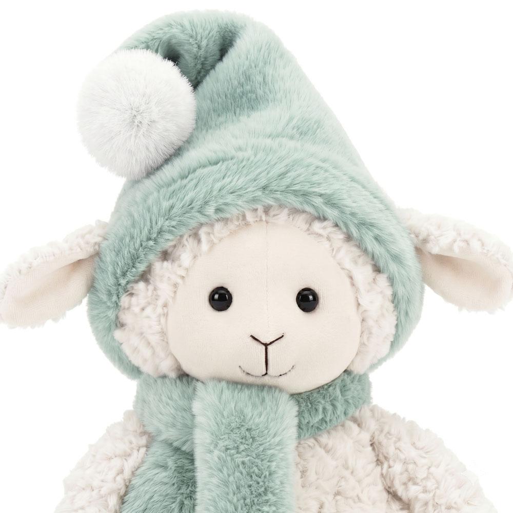 Orange Toys – plyšová ovečka Marshmallow v modré čepici a šále 20 cm