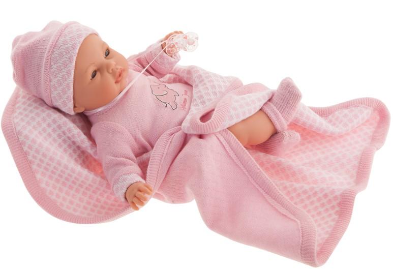 Realistické miminko - holčička - Bimba - mrkací se sloníkem na overalu od Antonio Juan