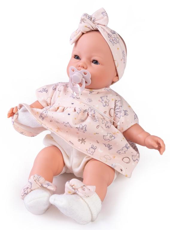 Realistické miminko - mrkací holčička - Bimba s růžovou dečkou od firmy Antonio Juan