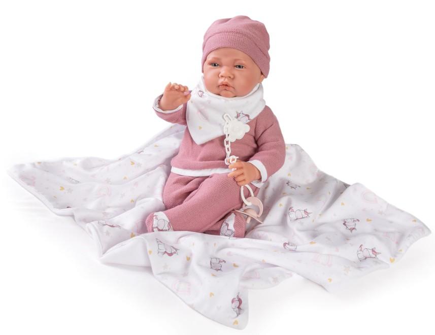 Realistické miminko - holčička na dečce s jednorožci  od Antonio Juan