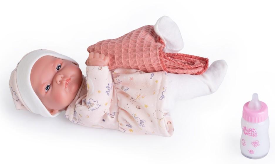 Realistické miminko Antonio Juan - holčička  Pitu s usínáčkem a lahvičkou