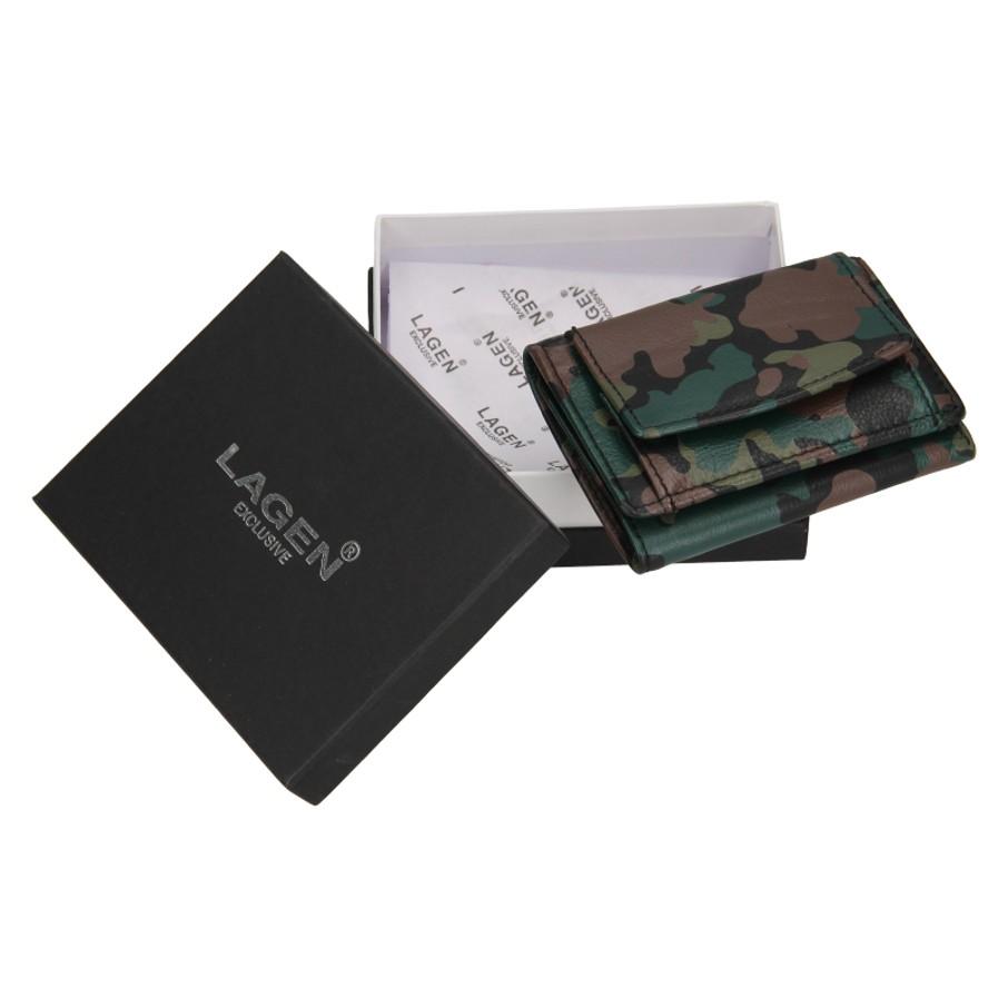 Unisex mini peněženka kožená Army zeleno-černá od firmy LAGEN