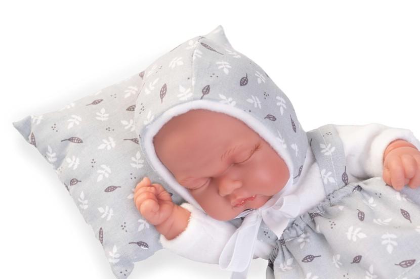 Realistické miminko - spící holčička Pitu Luni v přenosné tašce od firmy Antonio Juan ze Španělska