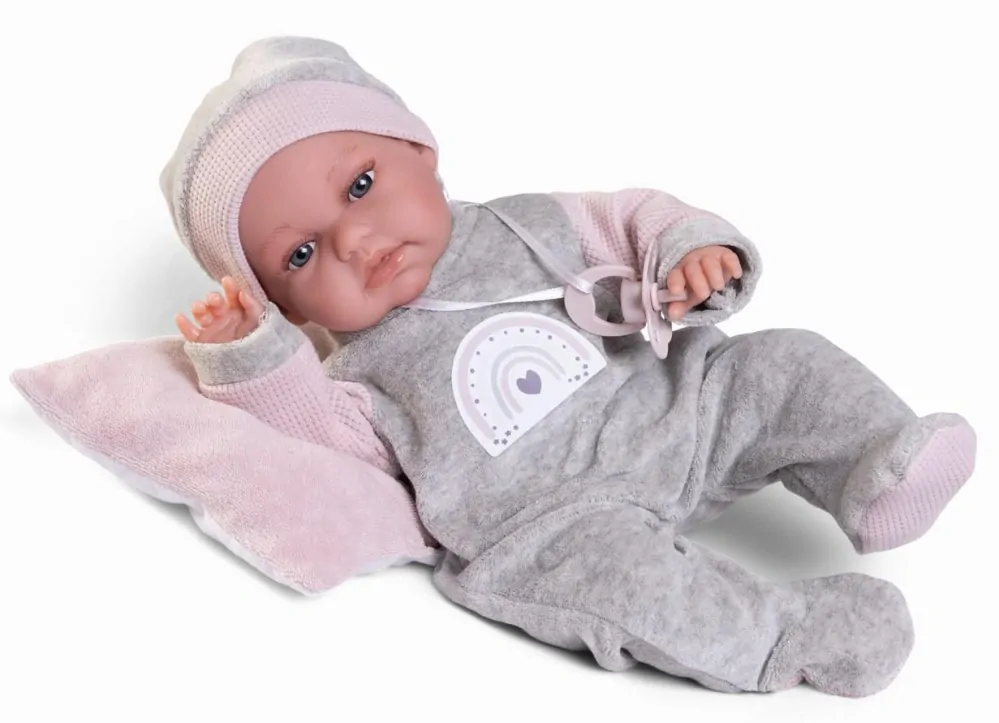 Realistické miminko s kostřičkou holčička Toneta s polštářkem od firmy  Antonio Juan ze Španělska 