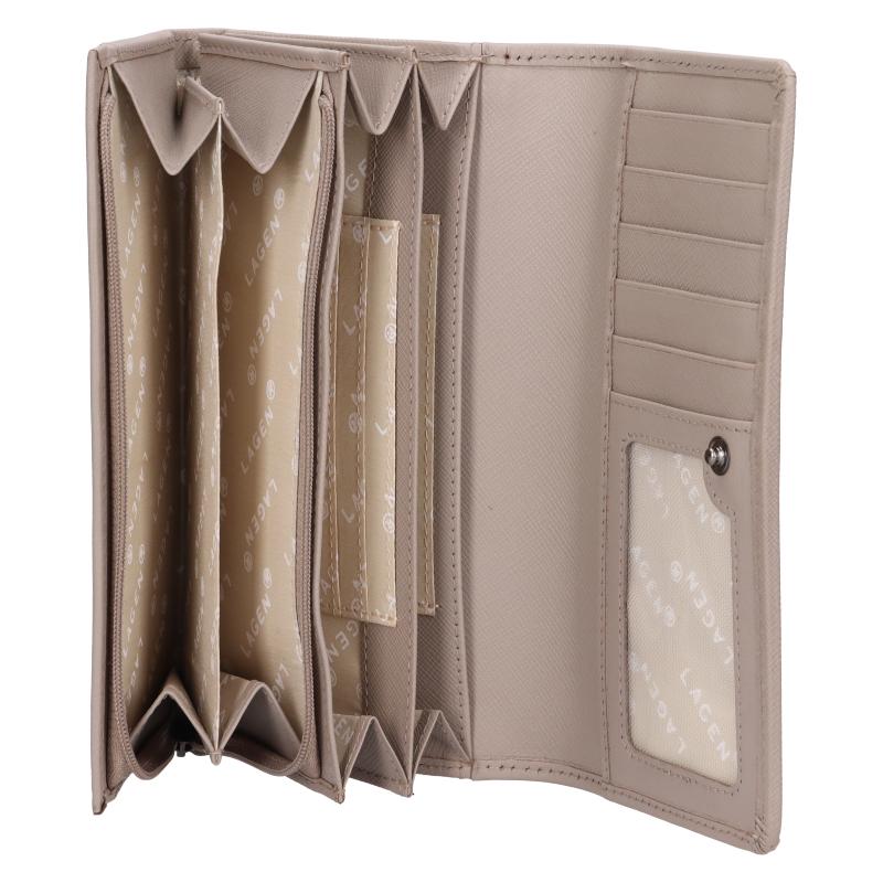 Dámská kožená  peněženka barvy taupe  - LAGEN
