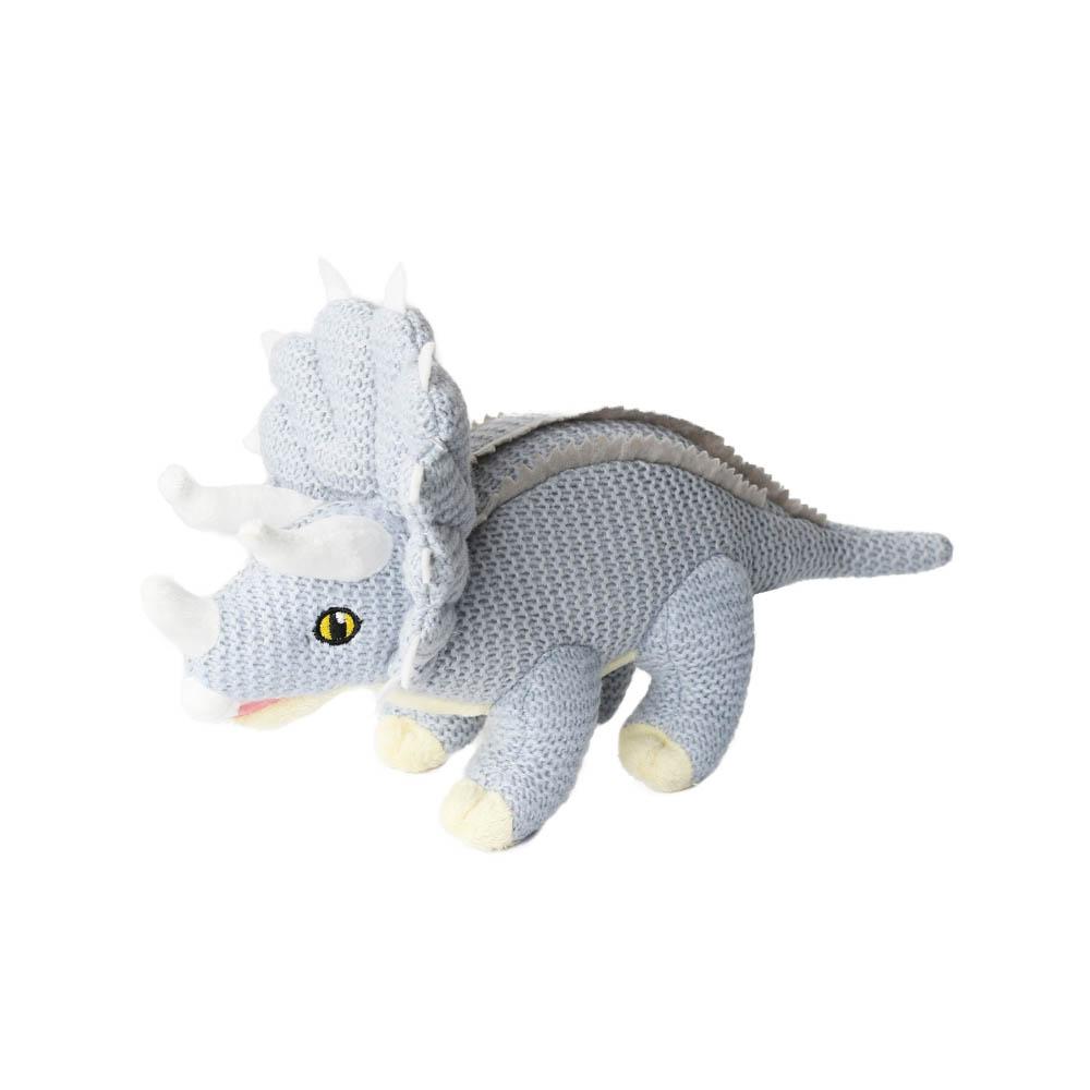 Wilberry – pletený plyšový dinosaurus – Triceratops světle modrý