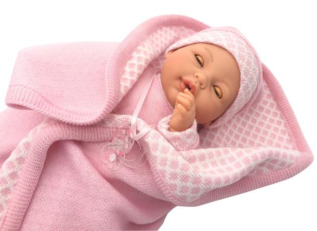 Realistické miminko - holčička - Bimba - mrkací se sloníkem na overalu od Antonio Juan