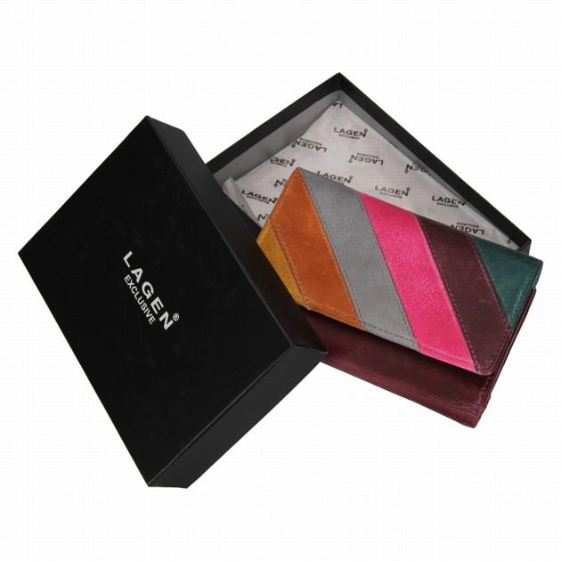 Dámská kožená peněženka - vínová/multi od firmy LAGEN