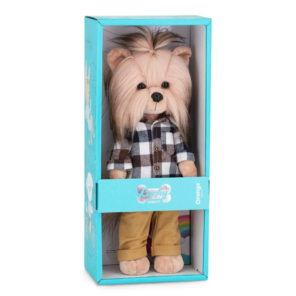 Andy s tělíčkem s kostřičkou v kostkované košili - jorkšír od firmy ORANGE TOYS