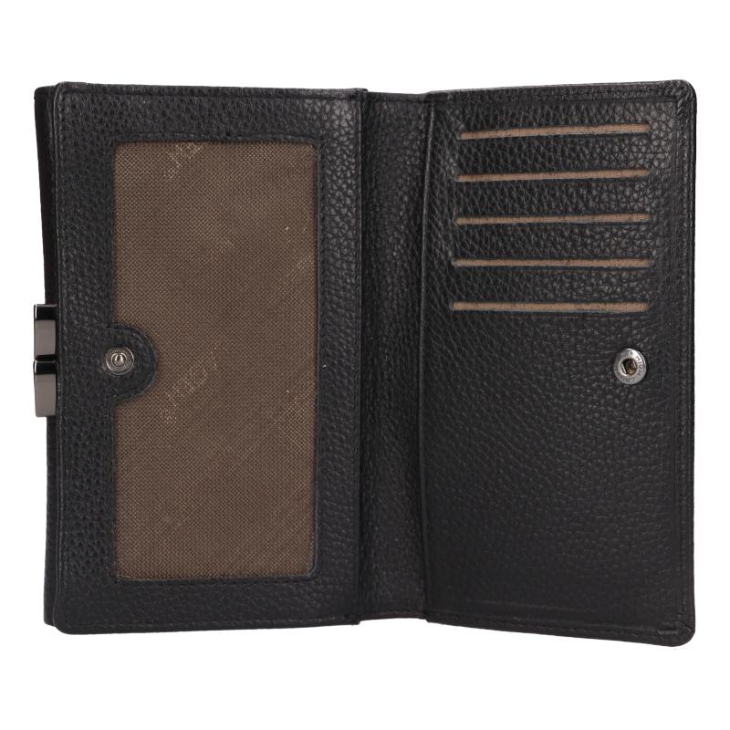 Dámská černá kožená peněženka s kovovým rámečkem  - LAGEN