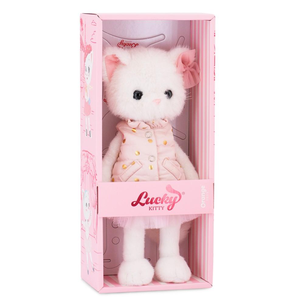 Orange Toys – Lucky Sophie s tělíčkem s kostřičkou v růžové vestičce se zlatými puntíky