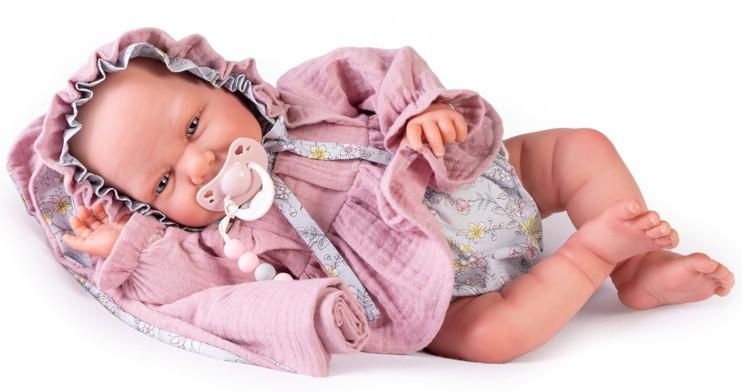 Reborn miminko - Sweet Reborn Carla s čepičkou na dečce s květy od firmy Antonio Juan