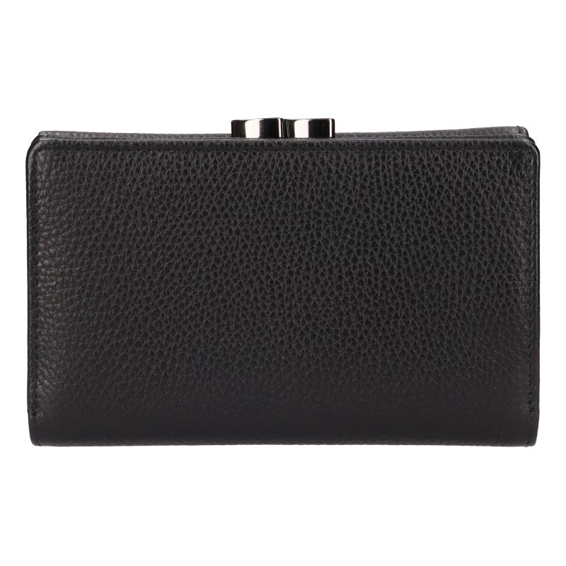 Dámská černá kožená peněženka s kovovým rámečkem  - LAGEN