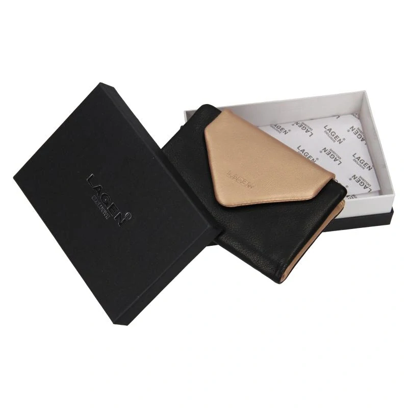 Dámská černá/zlatá kožená peněženka - LAGEN