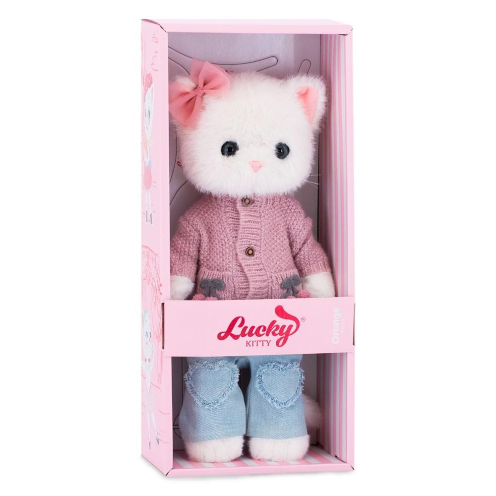 Orange Toys – Lucky Sophie s tělíčkem s kostřičkou s pletenými třešničkami na kapsách svetříku