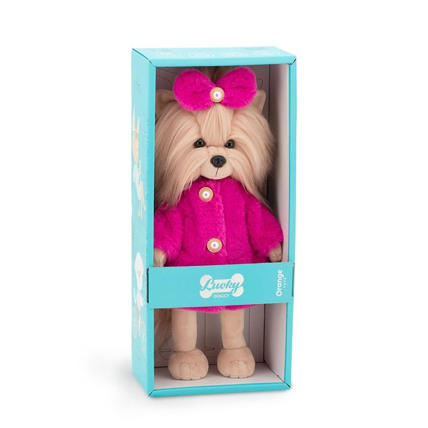 Yoyo v růžovém huňatém kabátku s tělíčkem s kostřičkou- jorkšírka od firmy ORANGE TOYS