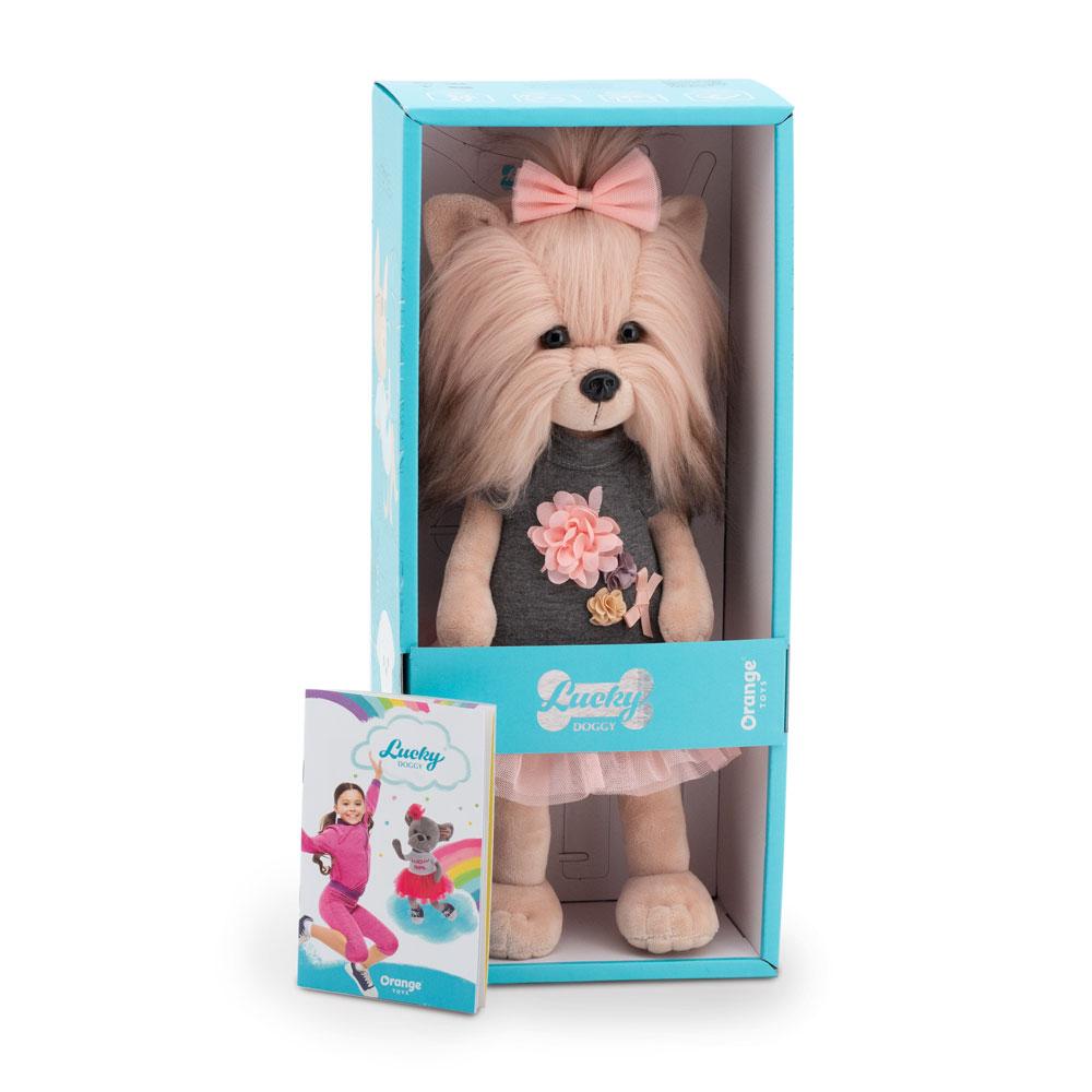 Yoyo s tělíčkem s kostřičkou v šatech zdobených šitými kytičkami - jorkšírka od firmy ORANGE TOYS