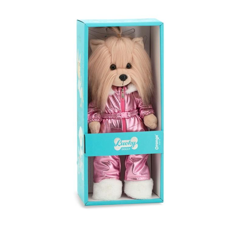 Yoyo s tělíčkem s kostřičkou v růžové třpytivé kombiinéze  - jorkšírka od firmy ORANGE TOYS