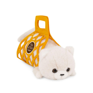Bílá kočička Milo v přepravce od firmy ORANGE TOYS