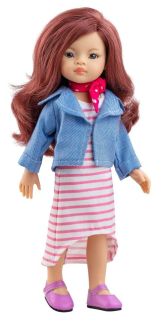 Realistická panenka Roxana v pruhovaných šatech od f. Paola Reina ze Španělska