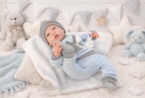 Berjuan – Reborn Sweet Essential chlapeček v modrém pyžamu