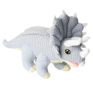 Wilberry – pletený plyšový dinosaurus – Triceratops světle modrý