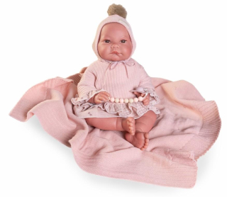 Reborn miminko - Sweet Reborn Nica na růžové dečce od firmy Antonio Juan ze Španělska