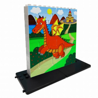 Červeno-oranžový drak - Vertikální puzzle