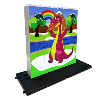 Růžový drak - Vertikální puzzle