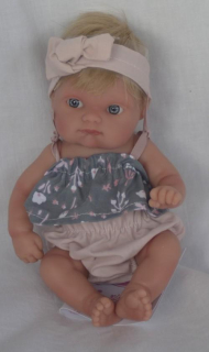 Realistická panenka - holčička -  blonďatá Mufly  v šedém tílku  od Antonio Juan