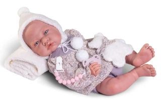 Sweet Reborn miminko holčička s bílou dečkou z "beránka" od Antonio Juan ze Španělska
