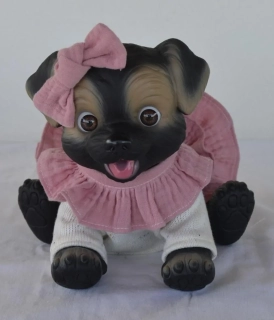 Černo-hnědý pejsek v šatičkách s kanýry od RosaToys