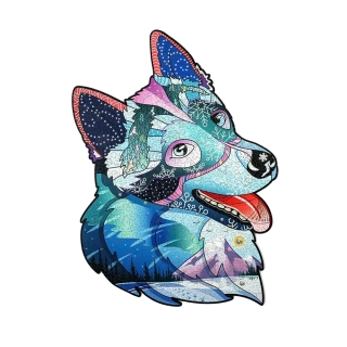 Wood Trick "Odvážný Husky" - Pestrobarevné dřevěné puzzle