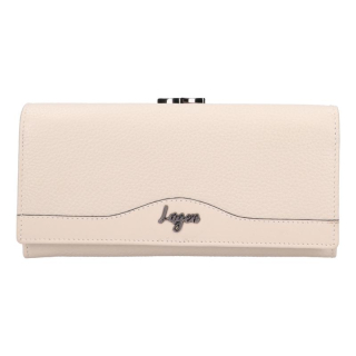 Dámská krémová kožená peněženka s kovovým rámečkem  - LAGEN