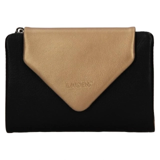 Dámská černá/zlatá kožená peněženka - LAGEN