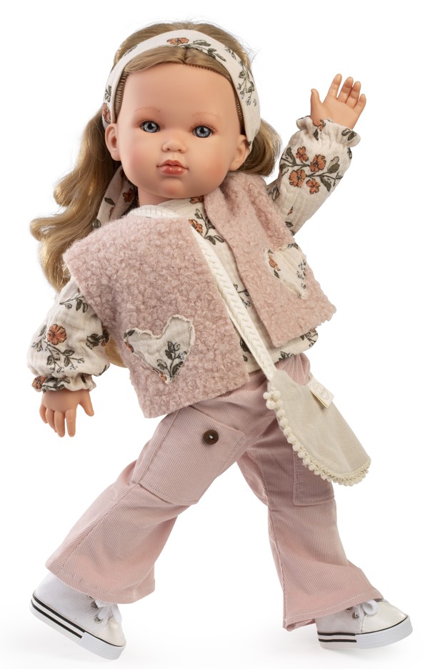 Antonio Juan – realistická panenka  Bella se světlými vlasy a kabelkou  (Bella 45 cm – realistická panenka  Antonio Juan ze Španělska)